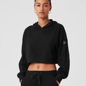 ALO Yoga Black Cropped Hoodie Sweater